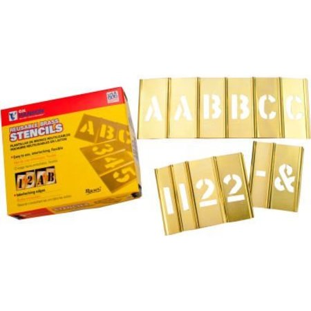 C.H. HANSON 2" Brass Interlocking Stencil Letters and Numbers, 77 Piece Set 10111